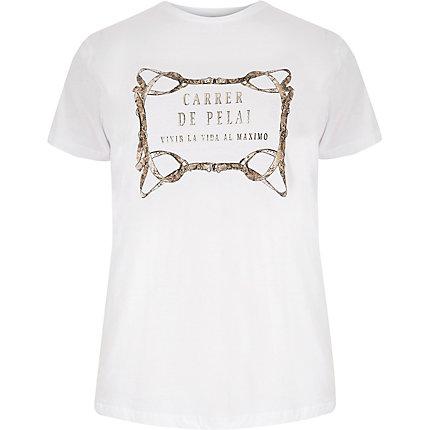 River Island Womens Plus White Belt Print T-shirt