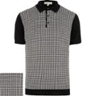 River Island Mensblack Dogtooth Polo Neck