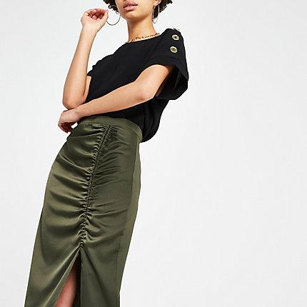 River Island Womens Ruched Side Split Midi Skirt