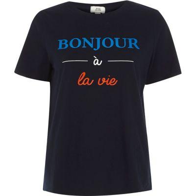 River Island Womens 'bonjour A Toi' Print Fitted T-shirt