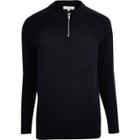 River Island Mens Zip-up Polo Sweater