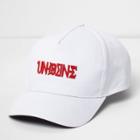 River Island Mens White Text Embroidered Cap
