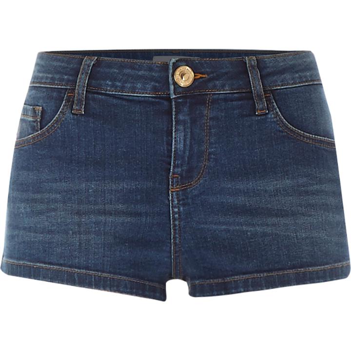 River Island Womens Dark Wash Low Rise Denim Shorts