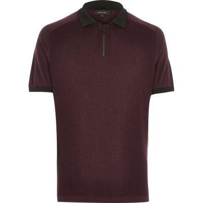 River Island Mens Zip Neck Polo Shirt