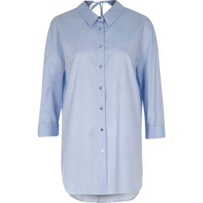 River Island Womens Chambray Tie Back Oversized Shirt
