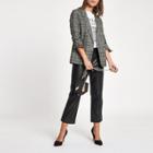 River Island Womens Sequin Check Print Ruched Sleeve Blazer