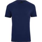 River Island Mens Blue Pique Muscle Fit T-shirt