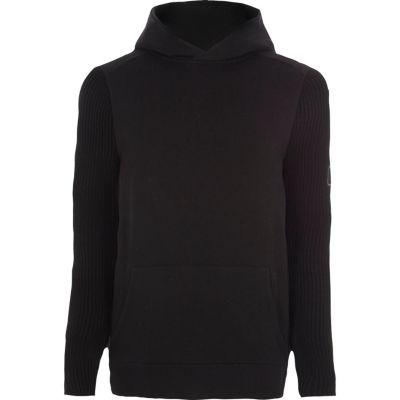 River Island Mens Long Sleeve Slim Fit Ribbed Hoodie