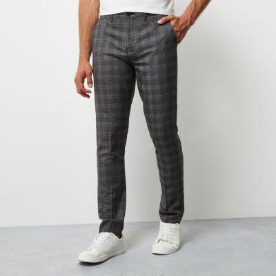 River Island Mens Check Smart Skinny Pants