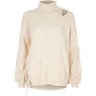 River Island Womens Roll Neck Cut Out Tie Jumper