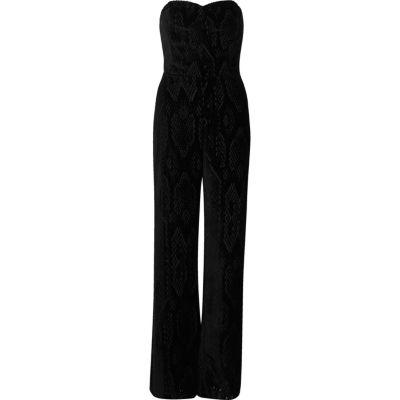 River Island Womens Velvet Snake Print Bandeau Jumpsuit