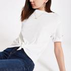 River Island Womens White Tie Front T-shirt