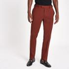 River Island Mens Rust Stretch Skinny Fit Suit Trousers