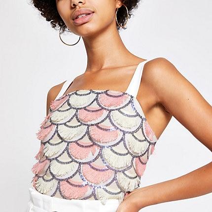 River Island Womens Tassel Fringe Crop Top