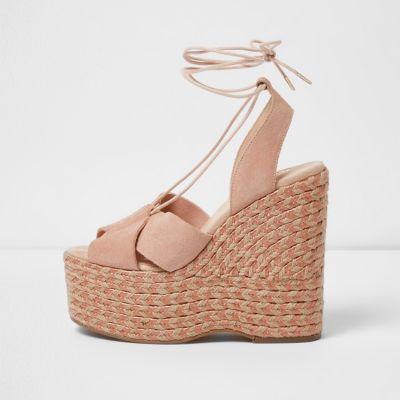 River Island Womens Tie Up Espadrille Platform Wedges