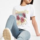 River Island Womens White Palm Sequin Print T-shirt