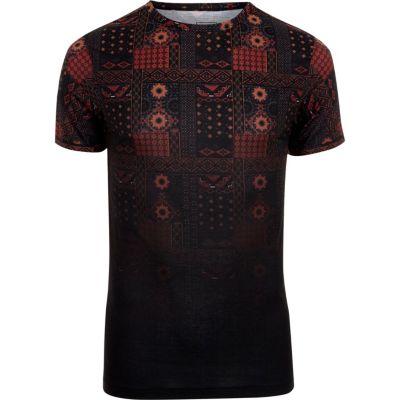 River Island Mens Tile Print Fade Muscle Fit T-shirt