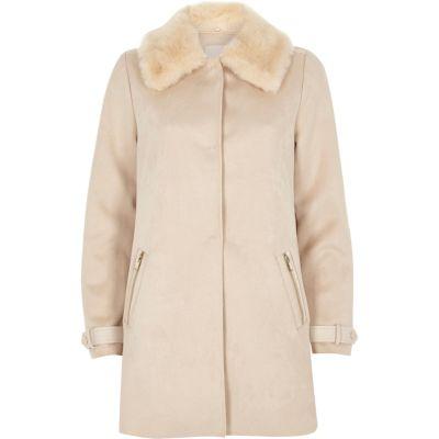 River Island Womens Fur Collar Swing Coat