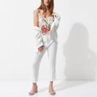River Island Womens Petite White Tassel Hem Cropped Pants