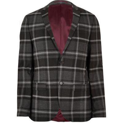River Island Mens Check Print Skinny Fit Blazer