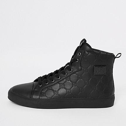 River Island Mens Ri Monogram High Top Trainers