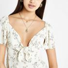 River Island Womens Floral Tie Front Top