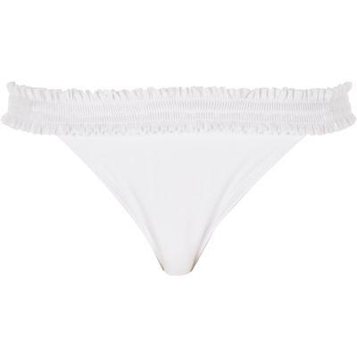 River Island Womens White Shirred Bikini Bottoms