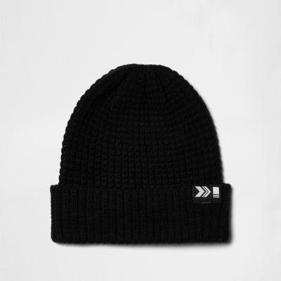 River Island Mensblack Knit Ribbed Fisherman Hat