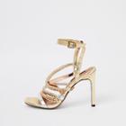River Island Womens Gold Multi Chain Strap Heel Sandal