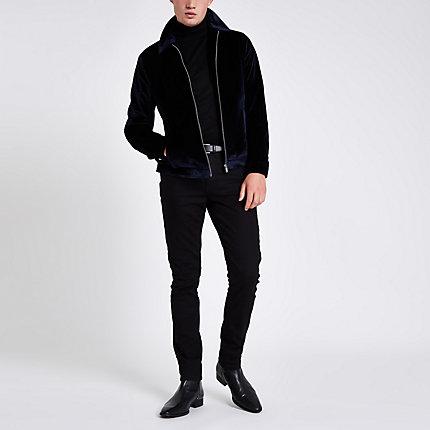 River Island Mens Velvet Harrington Jacket