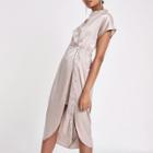 River Island Womens Nude Satin Tie Waist Dress