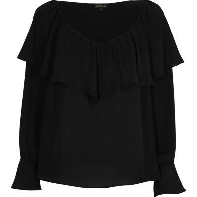 River Island Womens Deep Frill Bell Sleeve Top