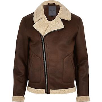 River Island Mens Only And Sons Shearling Aviator Jacket