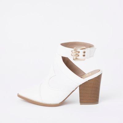River Island Womens White Western Pointed Shoe Boot
