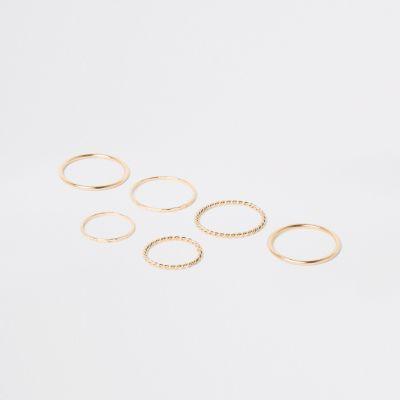 River Island Womens Gold Tone Metal Ring Pack