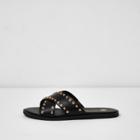 River Island Womens Cross Strap Stud Sliders