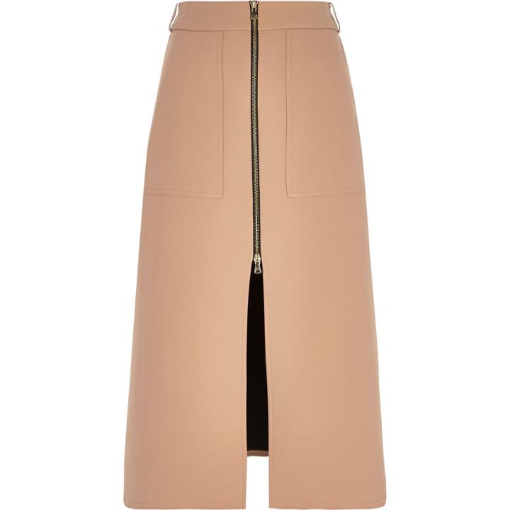 River Island Womens Zip Front Midi Skirt