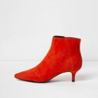 River Island Womens Pointed Kitten Heel Ankle Boots