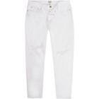 River Island Mens White Distressed Jimmy Slim Tapered Jeans