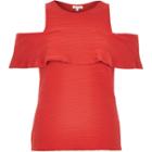 River Island Womens Textured Cold Shoulder Top