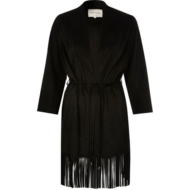 River Island Womens Faux Suede Tassel Kimono