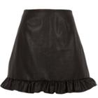 River Island Womens Faux Leather Frill Hem Mini Skirt