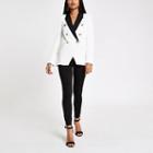 River Island Womens Petite White Double Breasted Tux Jacket