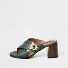 River Island Womens Cross Strap Block Heel Mules