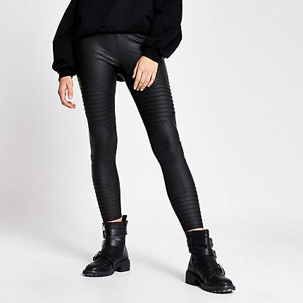 River Island Womens Matte Coated Biker Leggings