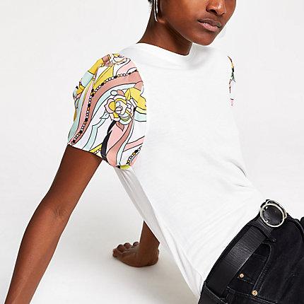 River Island Womens White Swirl Print Short Sleeve T-shirt
