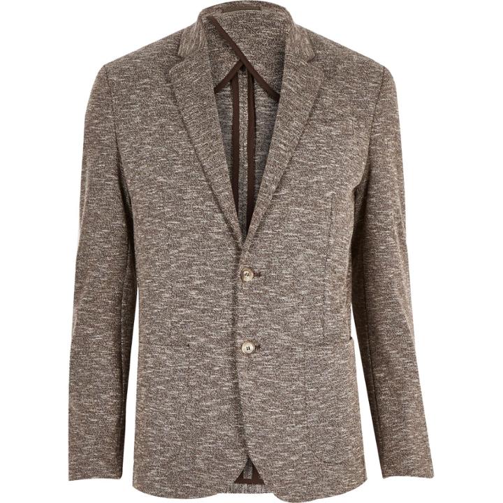 River Island Mensbrown Jersey Slim Blazer