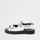 River Island Womens Silver Velcro Cleated Sandals