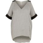 River Island Womens Stripe Cold Shoulder Split Back Top