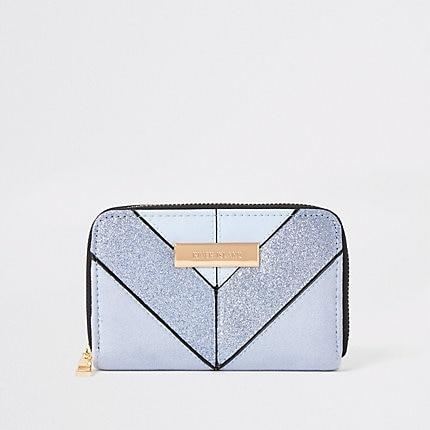 River Island Womens Glitter Mini Zip Around Purse
